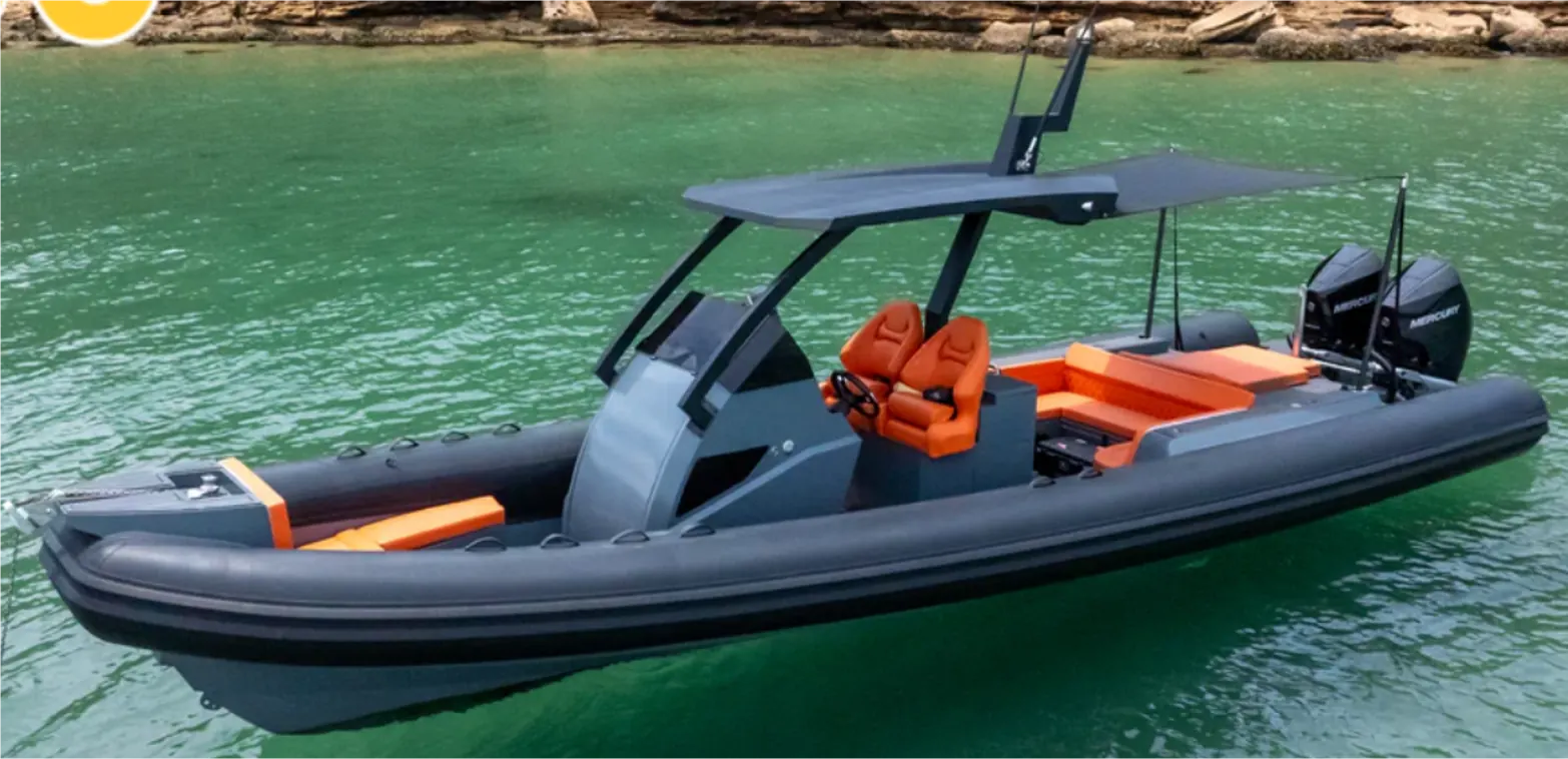 NIVO 960 — 9.6m aluminium RIB boat with twin 250 HP outboards